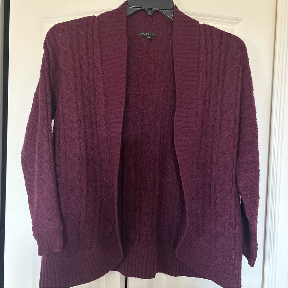 Staccato Burgundy Cable Knit Cardigan